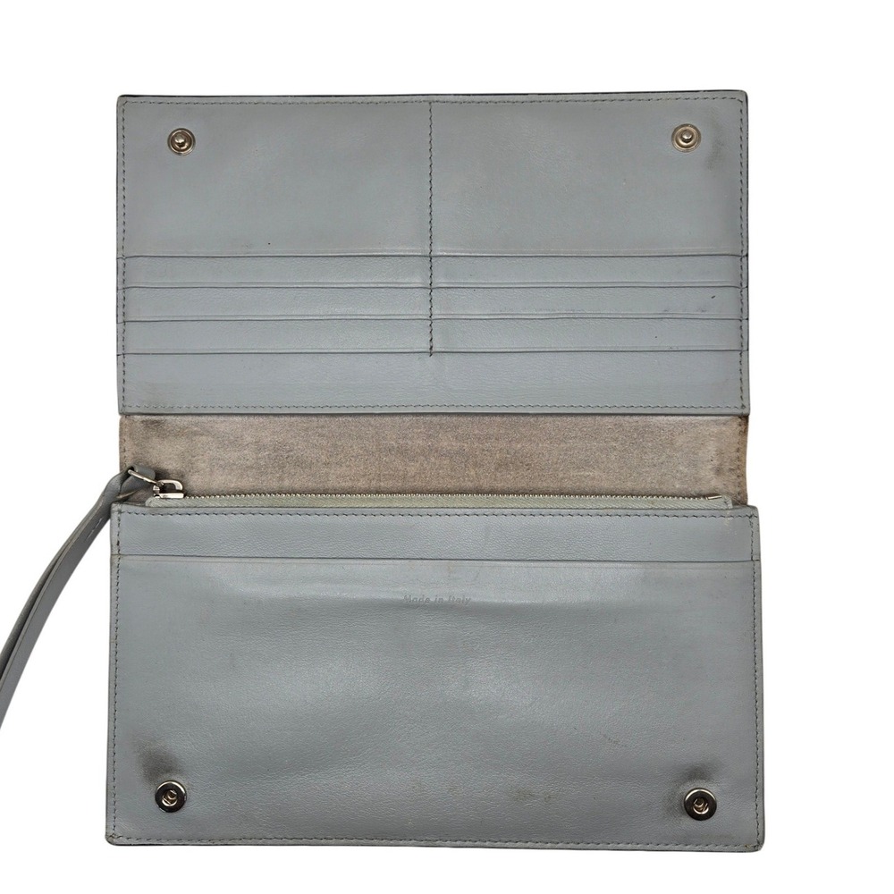 Celine Paris Grey Leather Bifold Long Wallet Made in Italy Suede Lining - Picture 3 of 12